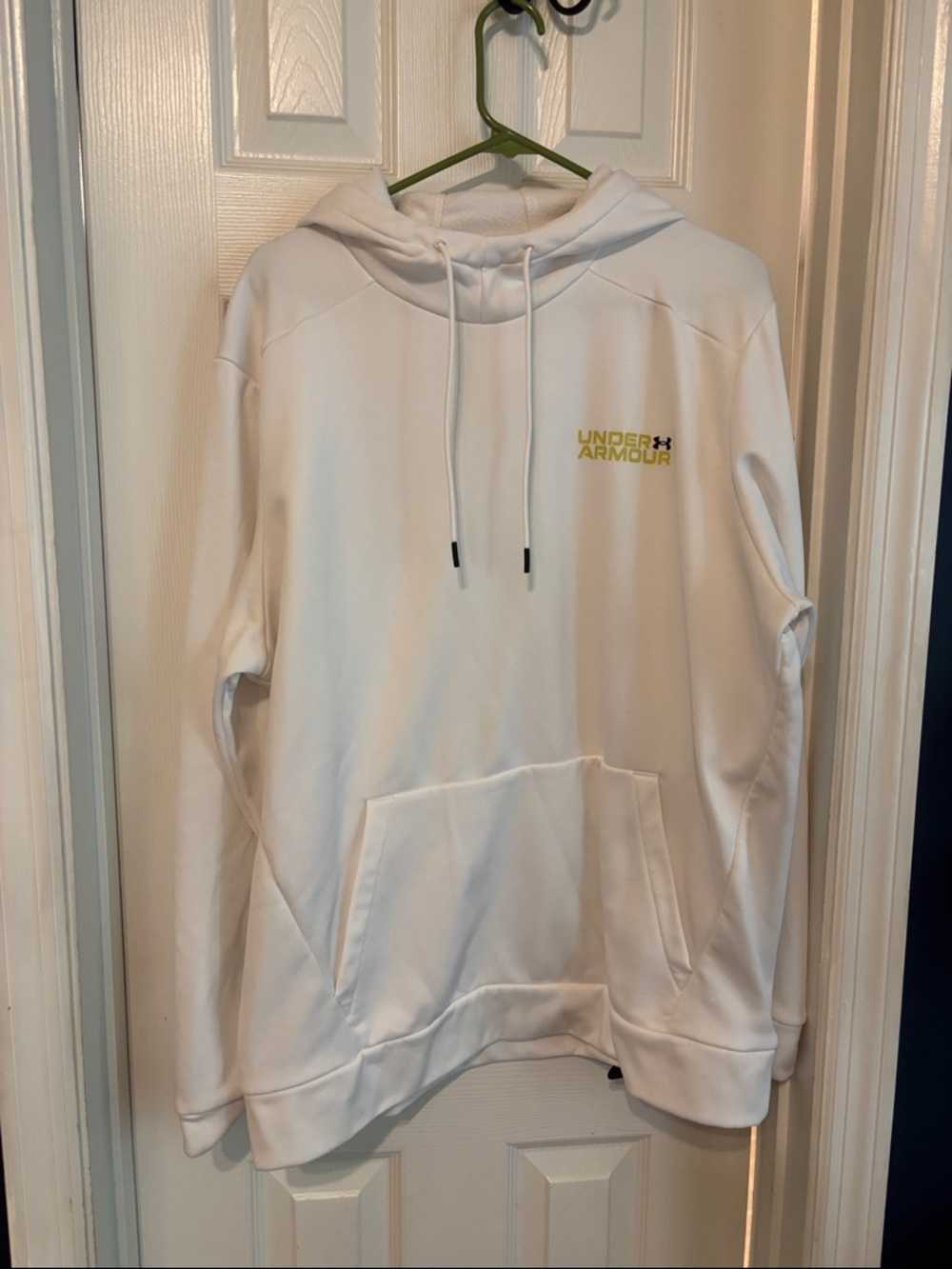 Under Armour Men’s White Crewneck Hoodie with Yellow Logo